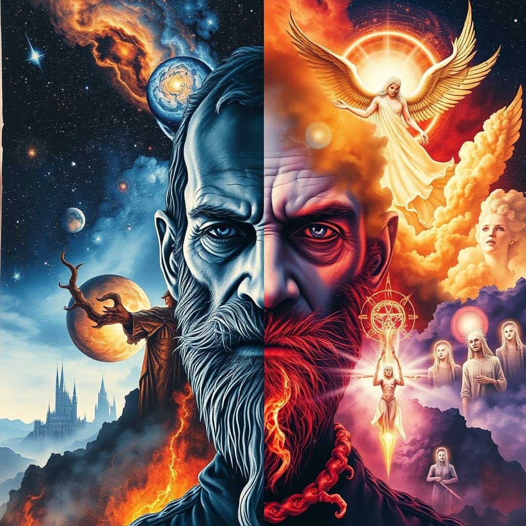 Lovecraftian Cultist Double Exposure Portrait