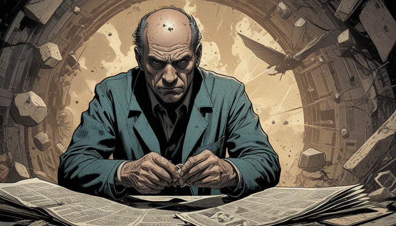 Distressed Comic Book Art with Gritty Texture and Retro Feel