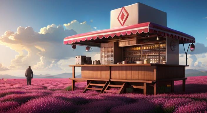 Open Air Snack Shop in Grassy Field, Nagai Style