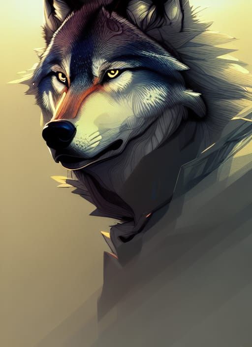 Mystical Wolf Portrait in Ethereal Lighting
