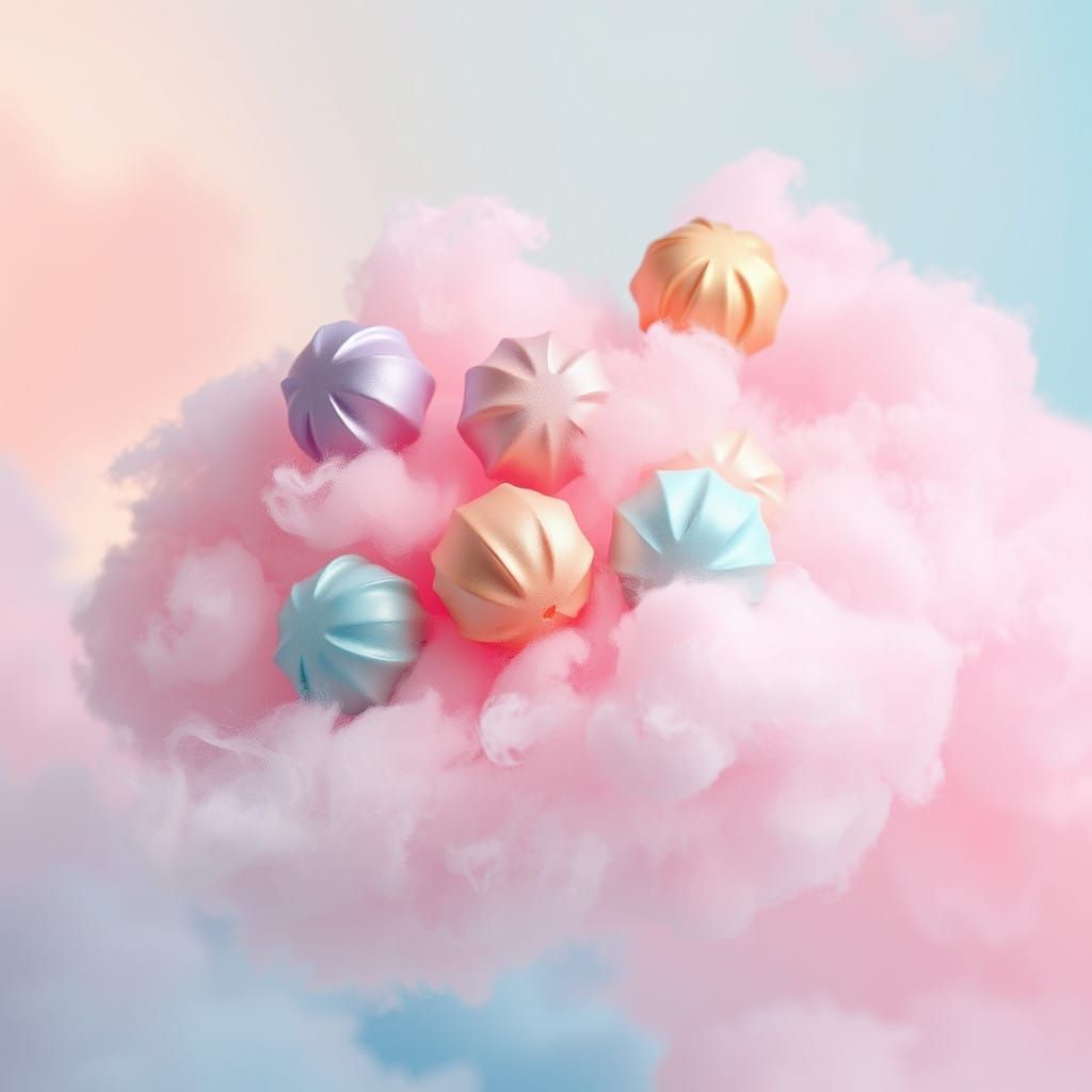 Surreal Candy Clouds in Soft Pastel Hues, Inspired by Dreams...