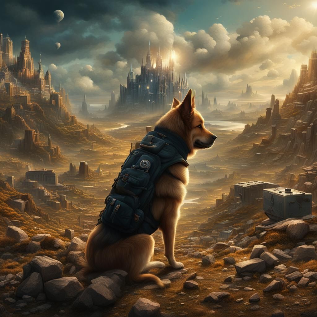 Dog Observes the World: Dramatic Digital Painting