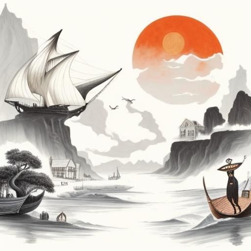 Charon Ferries a Soul: Mixed Media Folk Art