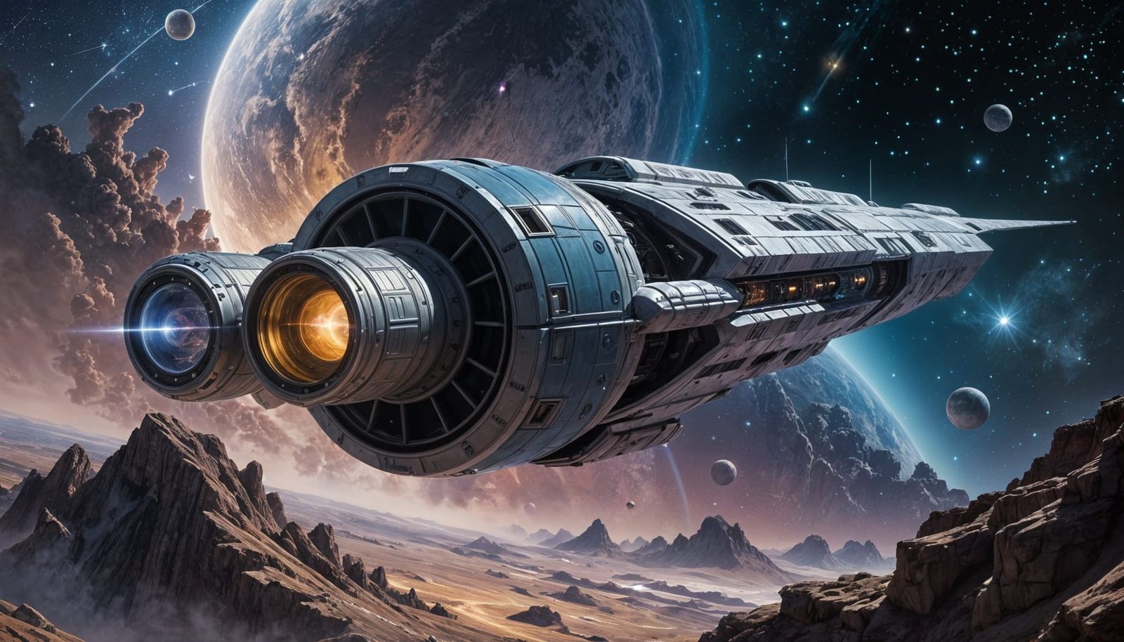 Spaceship Soaring Among Stars: Professional Photography