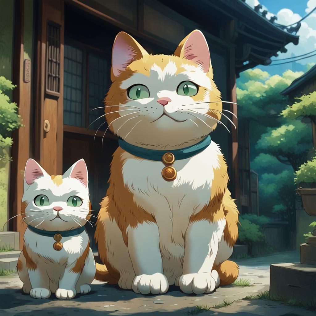 Maneki Neko in Anime Key Visual Style