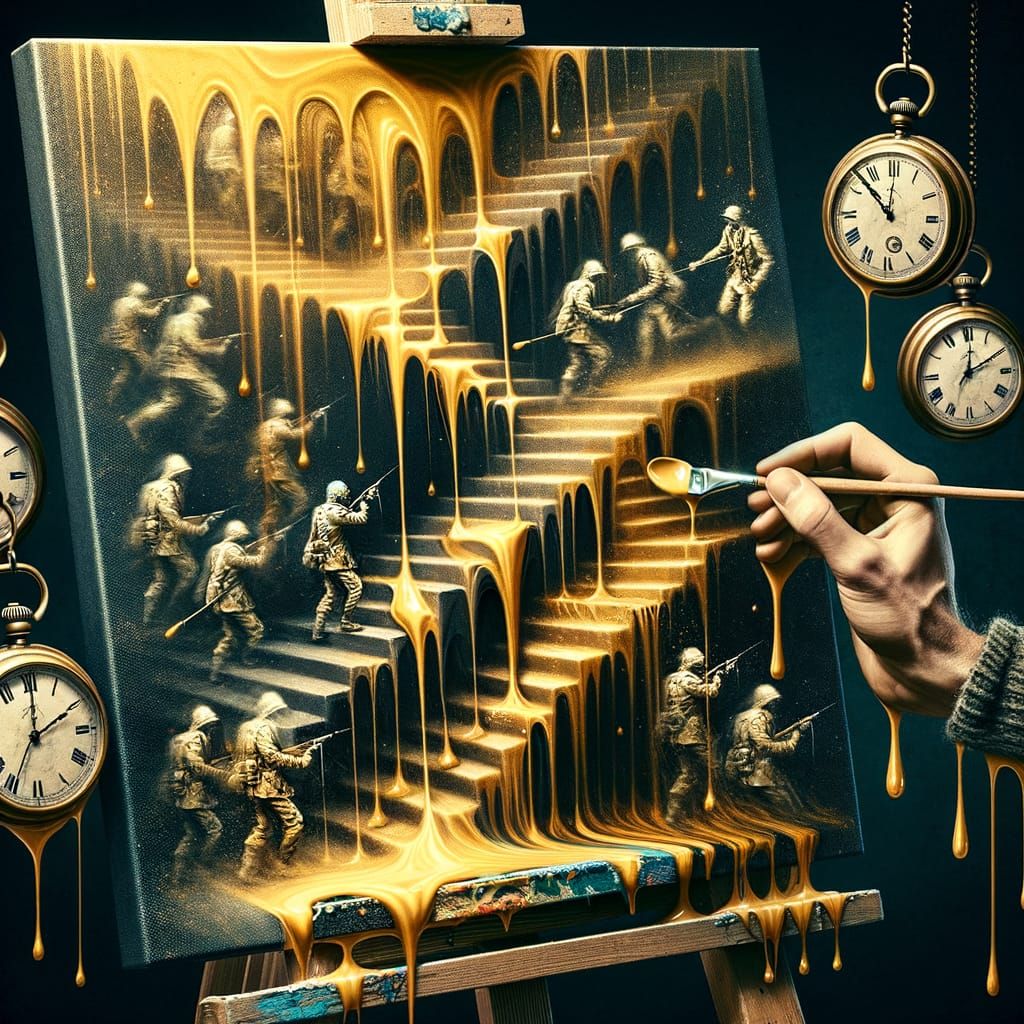 Paradoxical Stairway Labyrinth in Golden Hues