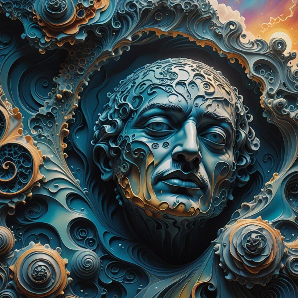 Ethereal Sculpture Melting in Mist: A Surreal Digital Painti...