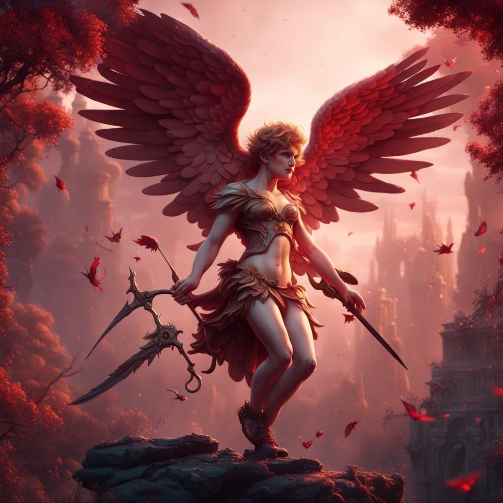 Cupid with Broken Wing in Detailed Matte Painting
