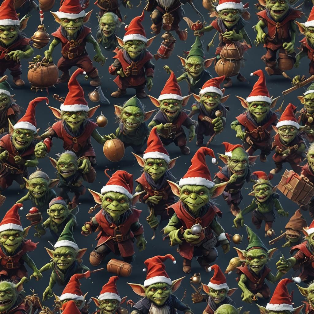 Festive Goblins Celebrate Christmas: Detailed Matte Painting