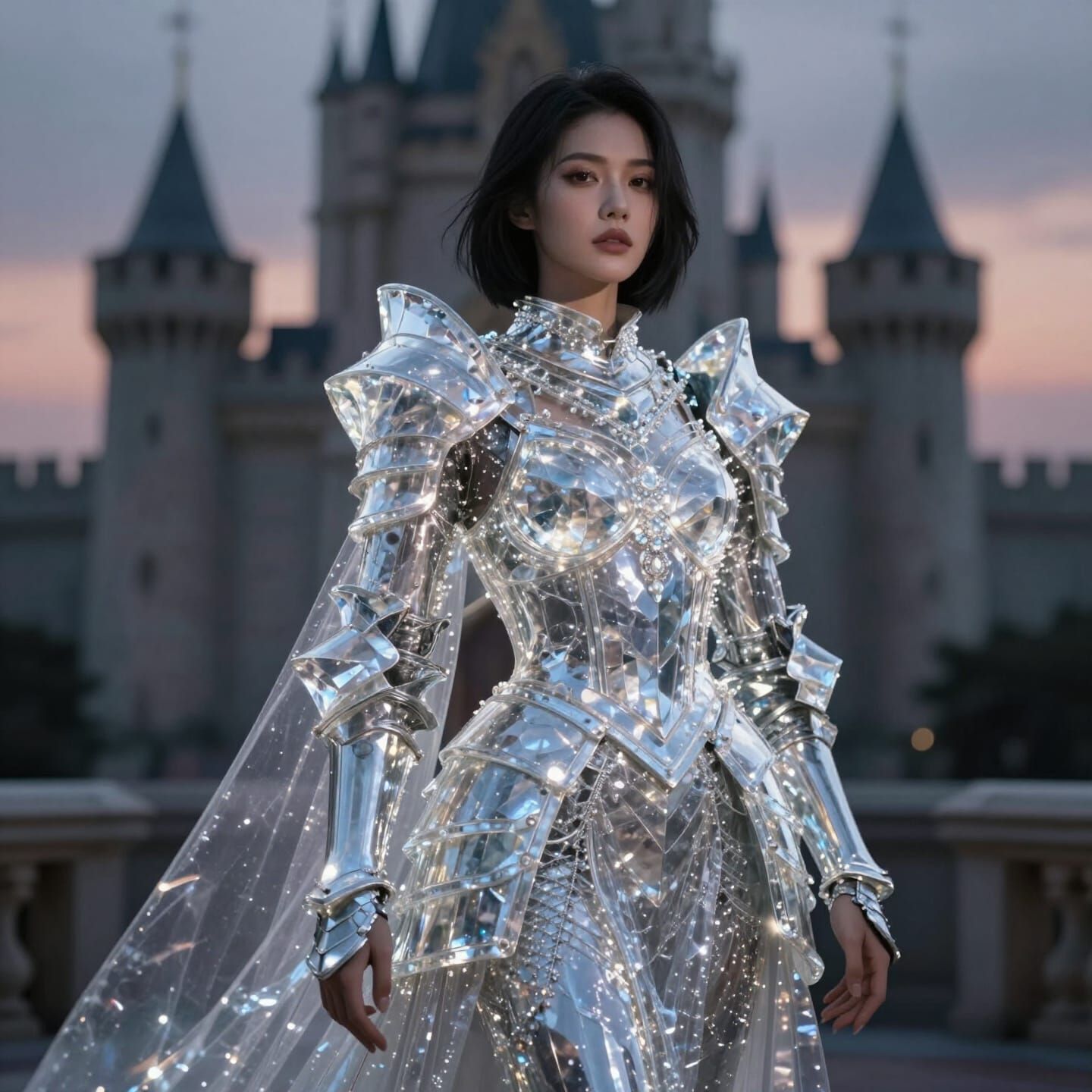 Knight in Crystalline Armor at Twilight Castle