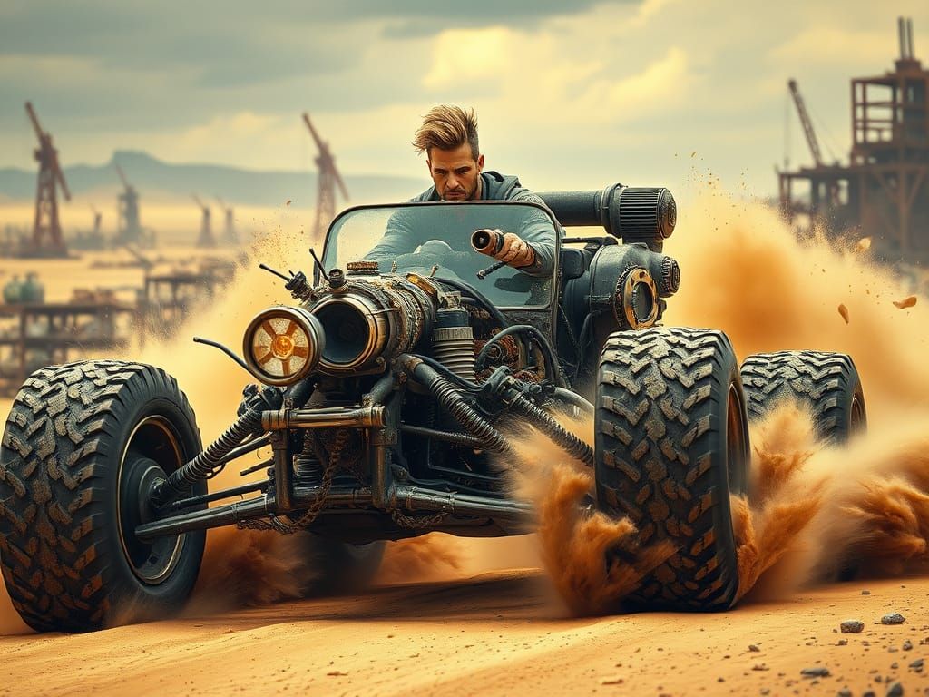 Epic Post-Apocalyptic Vehicle in High-Speed Motion