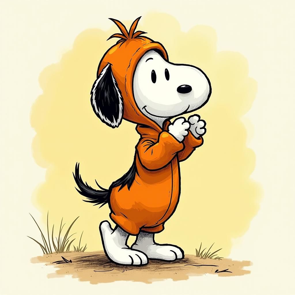 Snoopy as Daffy Duck in Comic Style