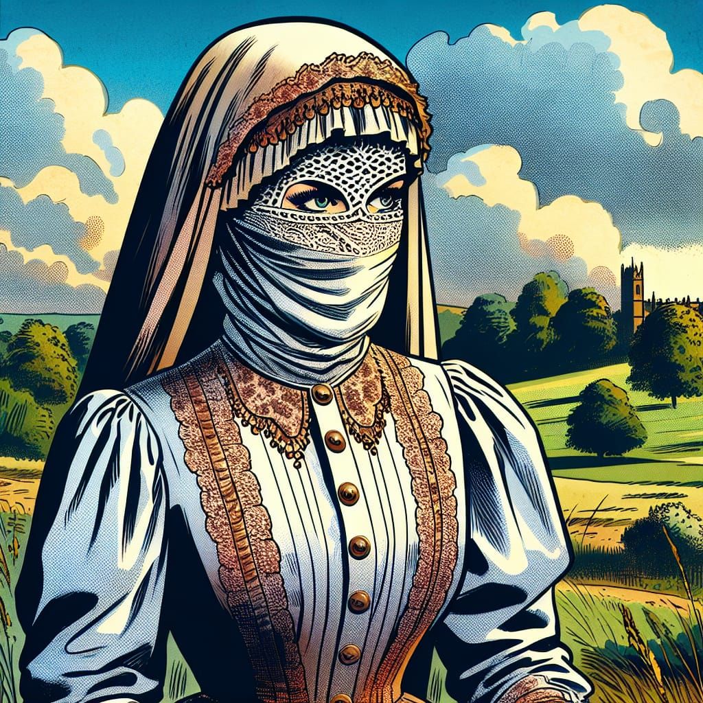 Victorian Woman in Middle Eastern Style Comic Art