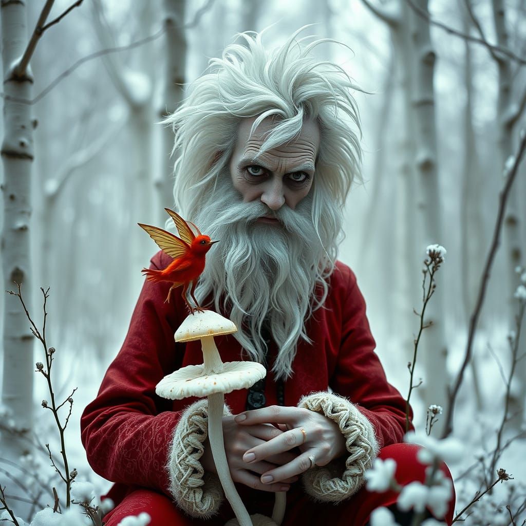 Whimsical Gothic Santa Claus in Red Gothic Attire