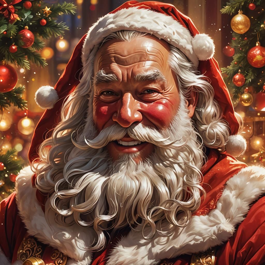 Hyperrealistic Santa Claus Portrait with Golden Lighting