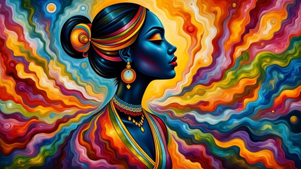 Vibrant Indian Woman in Bold Abstract Style