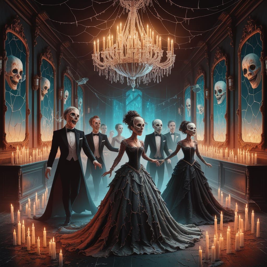 Haunted Masquerade Ball in Decaying Grand Ballroom