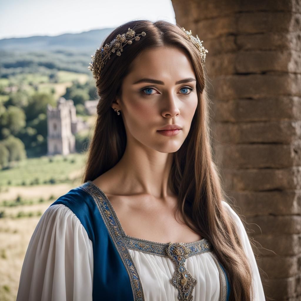 Medieval Queen with Blue Eyes Portrait