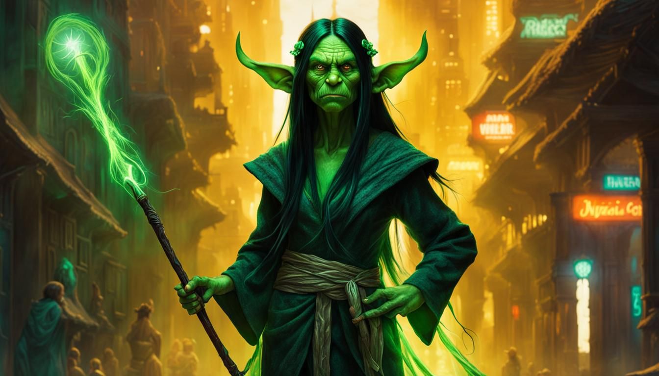 Ethereal Green Skinned Troll Hero in Nano-Burlap Robe