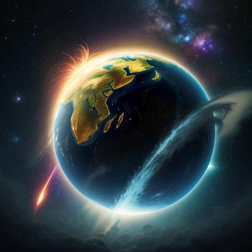 Anime Character's Vibrant Journey Through Galaxy