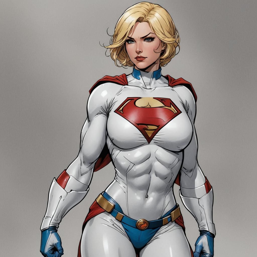 Superheroine Displaying Power in Comic Book Style