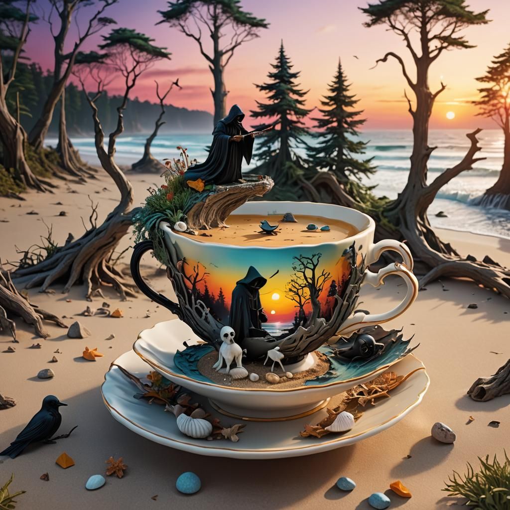 Magical Teacup: Grim Reaper's Beach Vacation