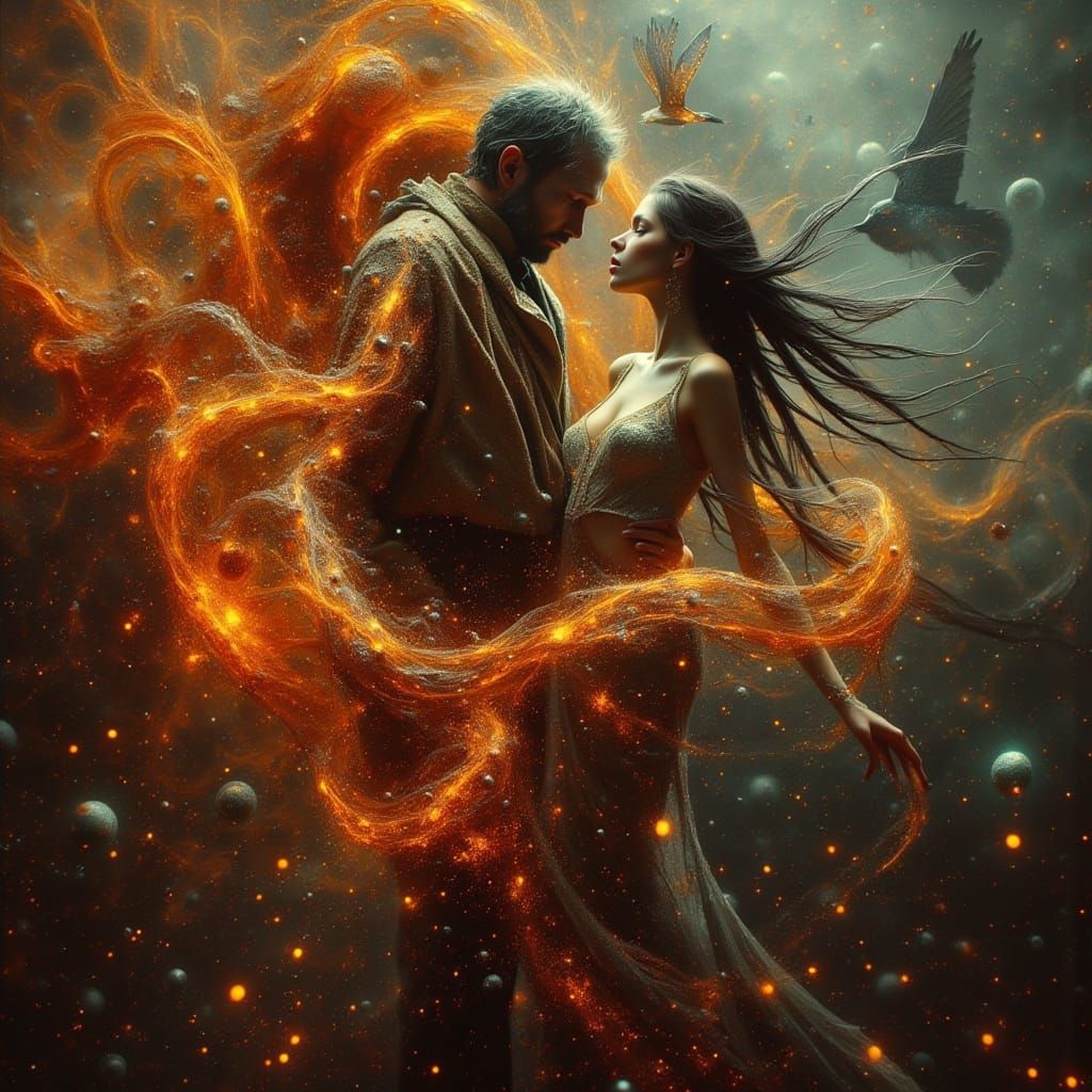 Emotional Dystopian Scene with Dazzling Glow