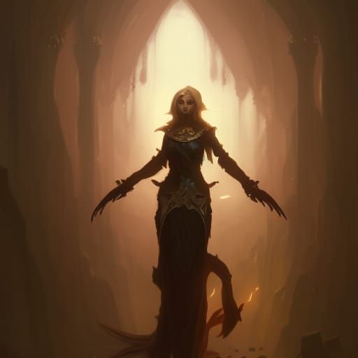 Elf Sorceress in Dark Fantasy Style