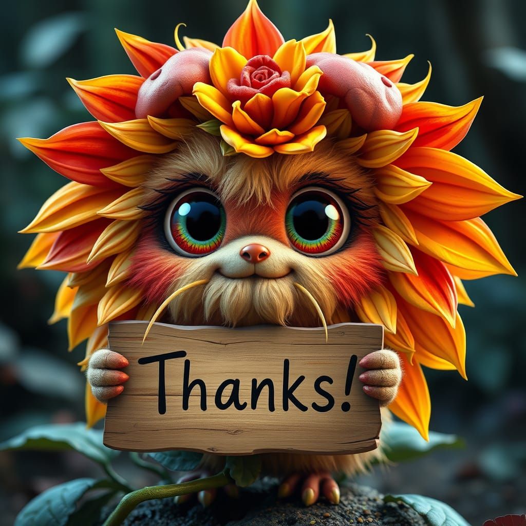 Mythical Forest Creature in Vibrant, Dreamlike Landscape