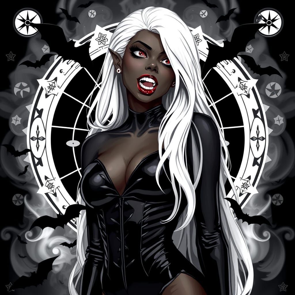 Ethereal Vampire Goddess in Dark Futurist Style