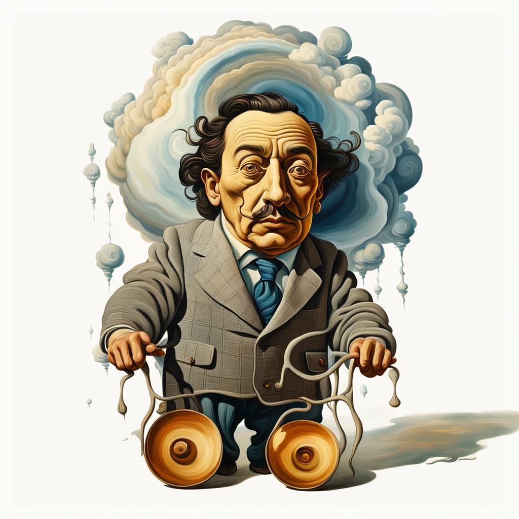 Surreal Cone-Faced Portrait in Oil Painting Style