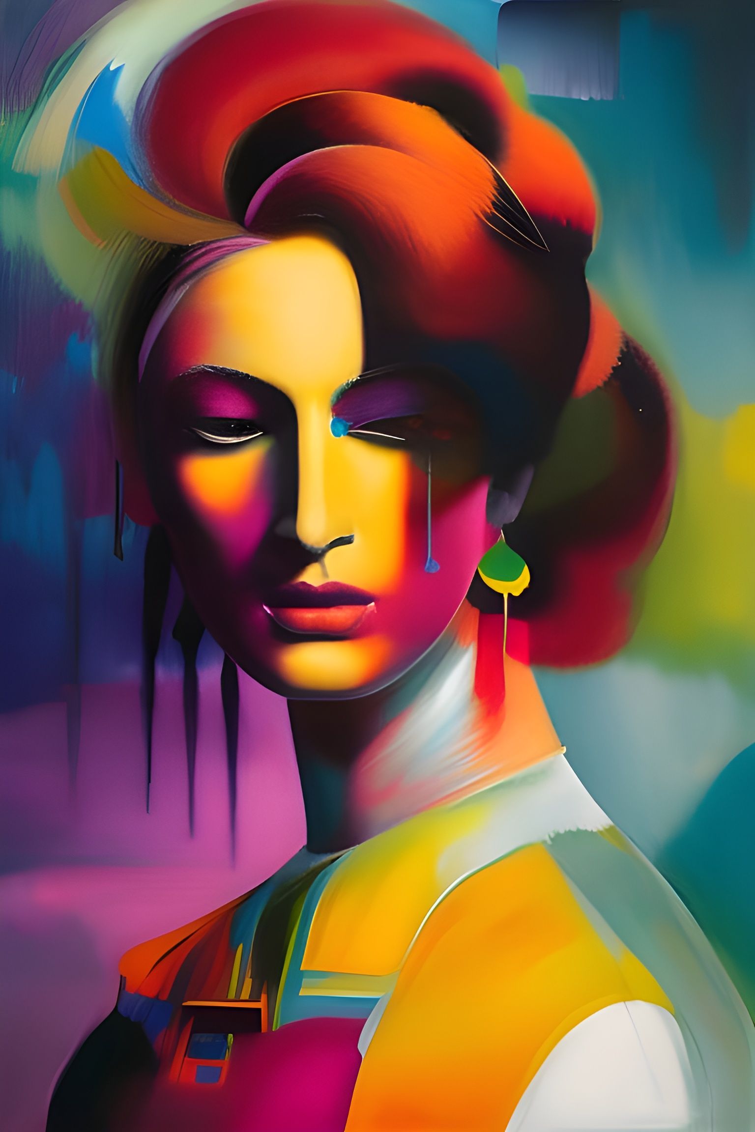 Intricate Portrait: Mind, Body, Chaos in Acrylic