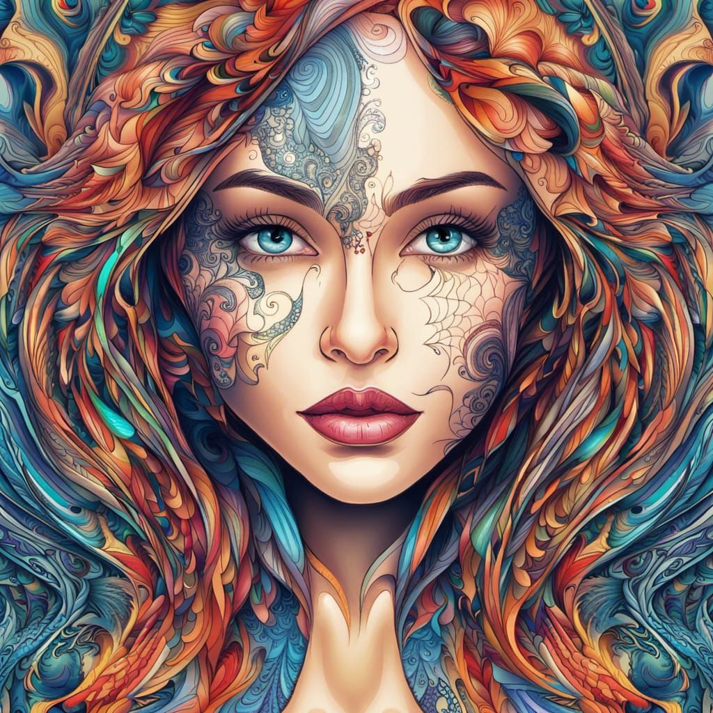 Jinx Abstract Portrait with Fractal Elements