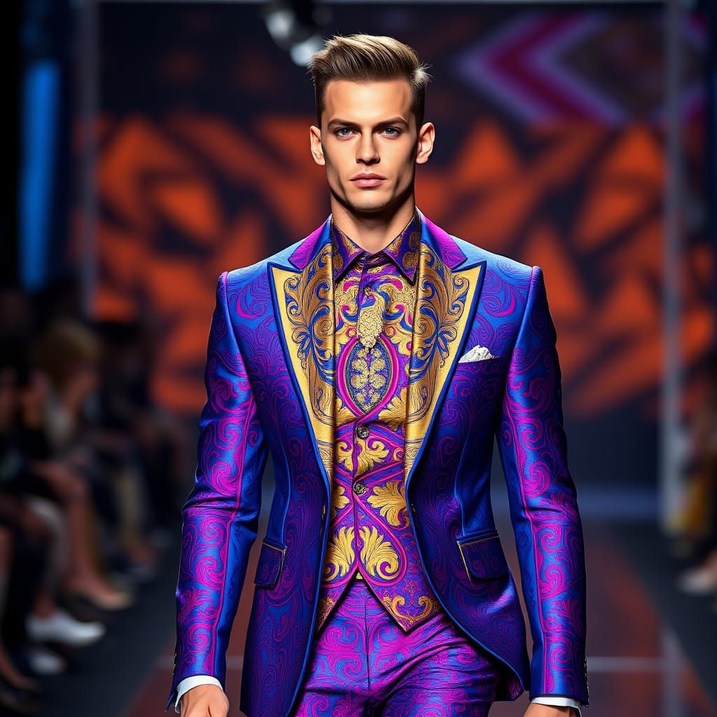 Mexican Male Model on Runway in Tailored Suit