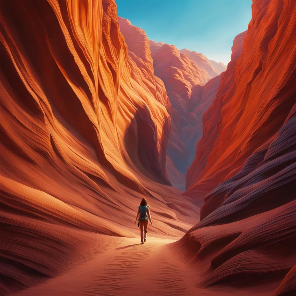 Desert Canyon Walker in Hyperrealistic Style