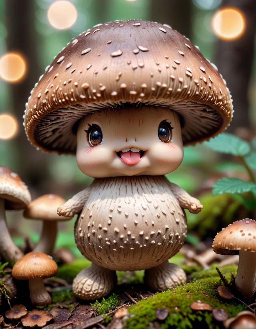Chibi Shiitake Mushroom in Natural Lighting