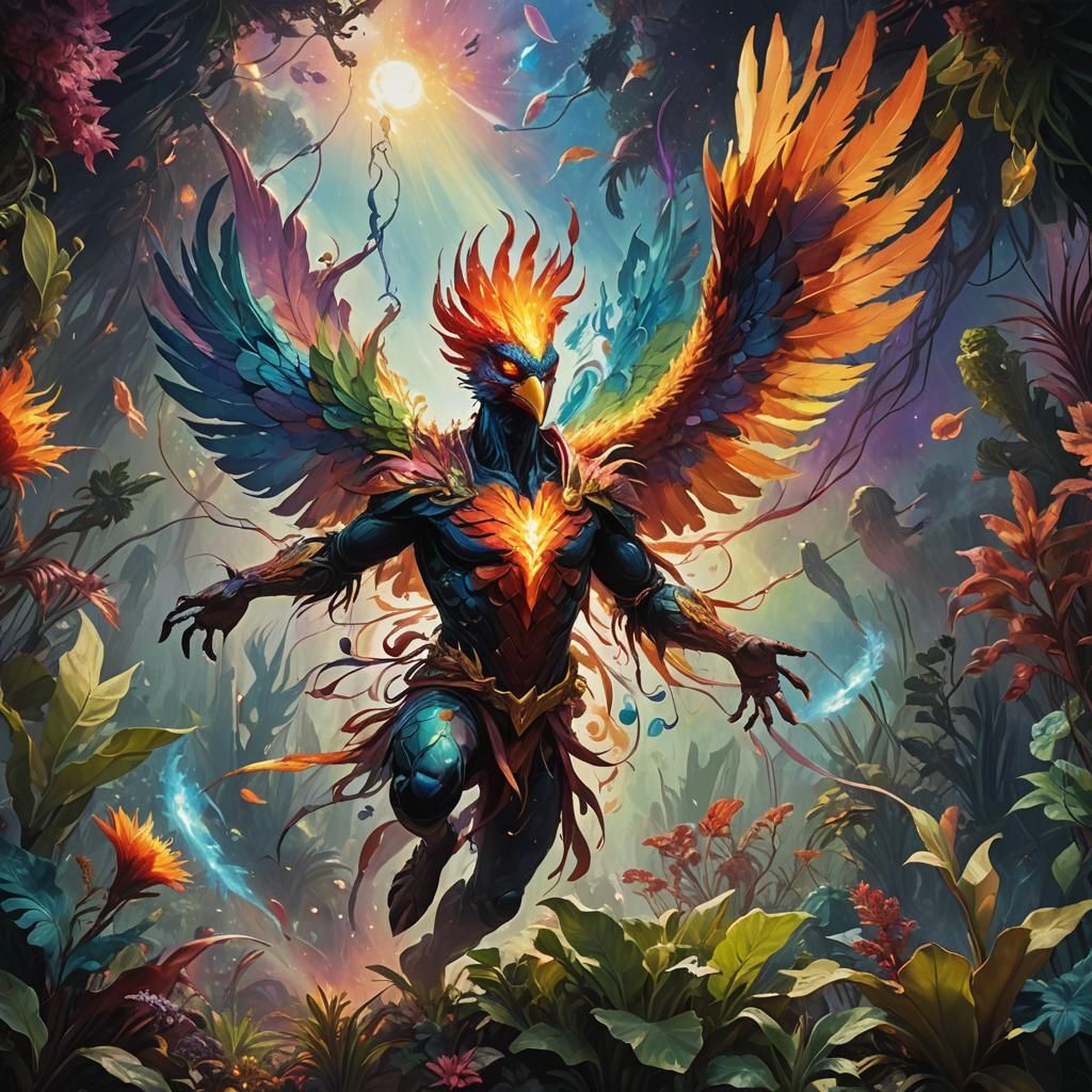 Phoenix-Man Battles Demon on Alien World