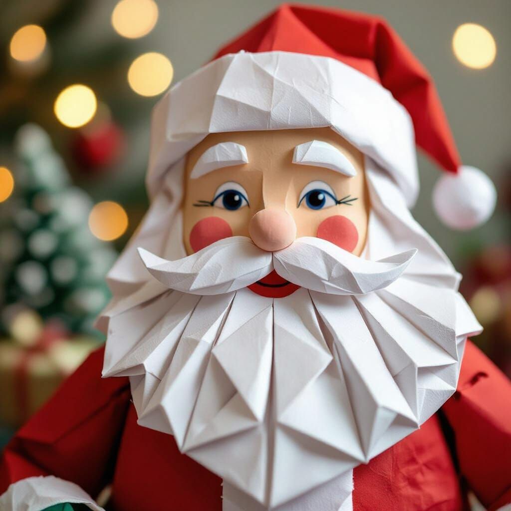 Origami Santa Claus in Papercraft Style