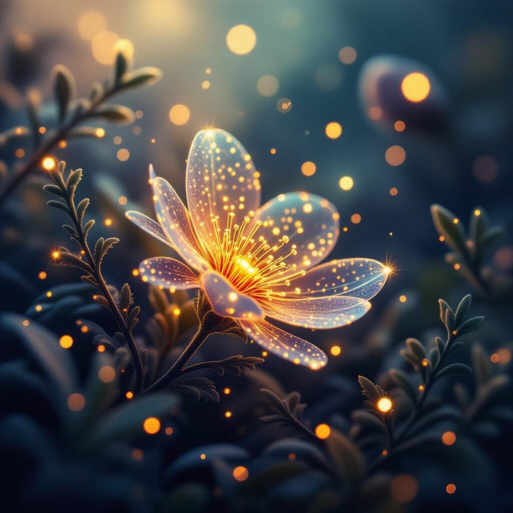 Glowing Quantum Particles in Iridescent Colors