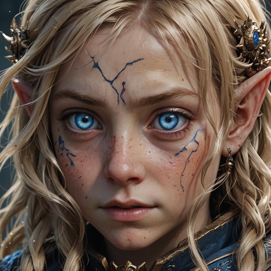 Blonde Halfling Portrait in Detailed Fantasy Art