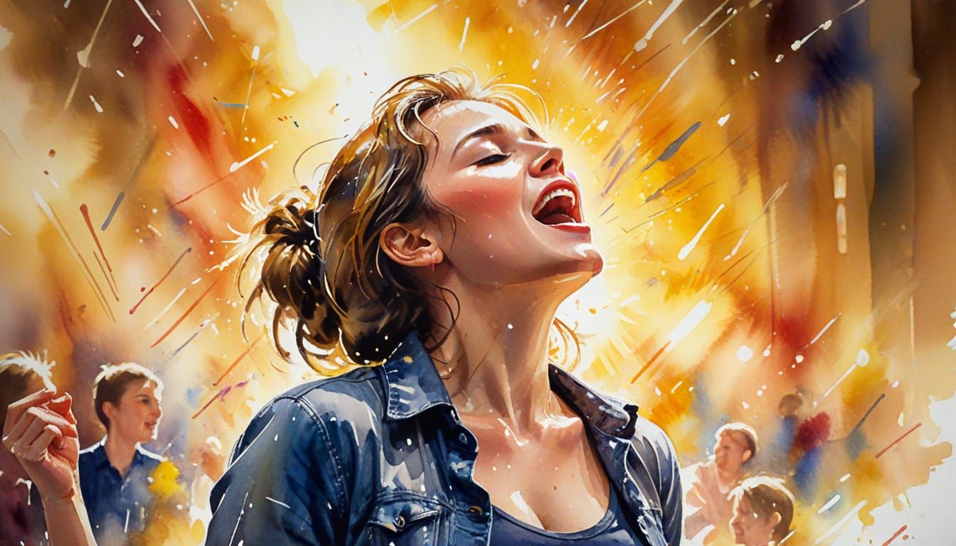 Singer in Concert Hall as Watercolour Painting