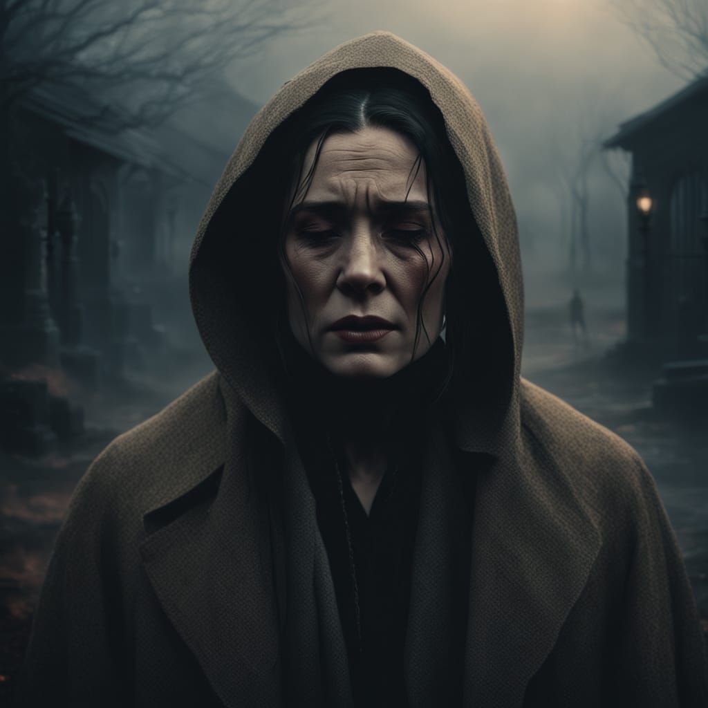 Woman Crying in Dark Fantasy Art Style