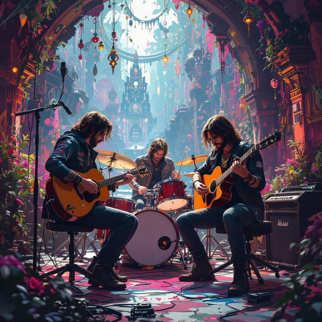 Rock Band in a Fantastical Matte Painting