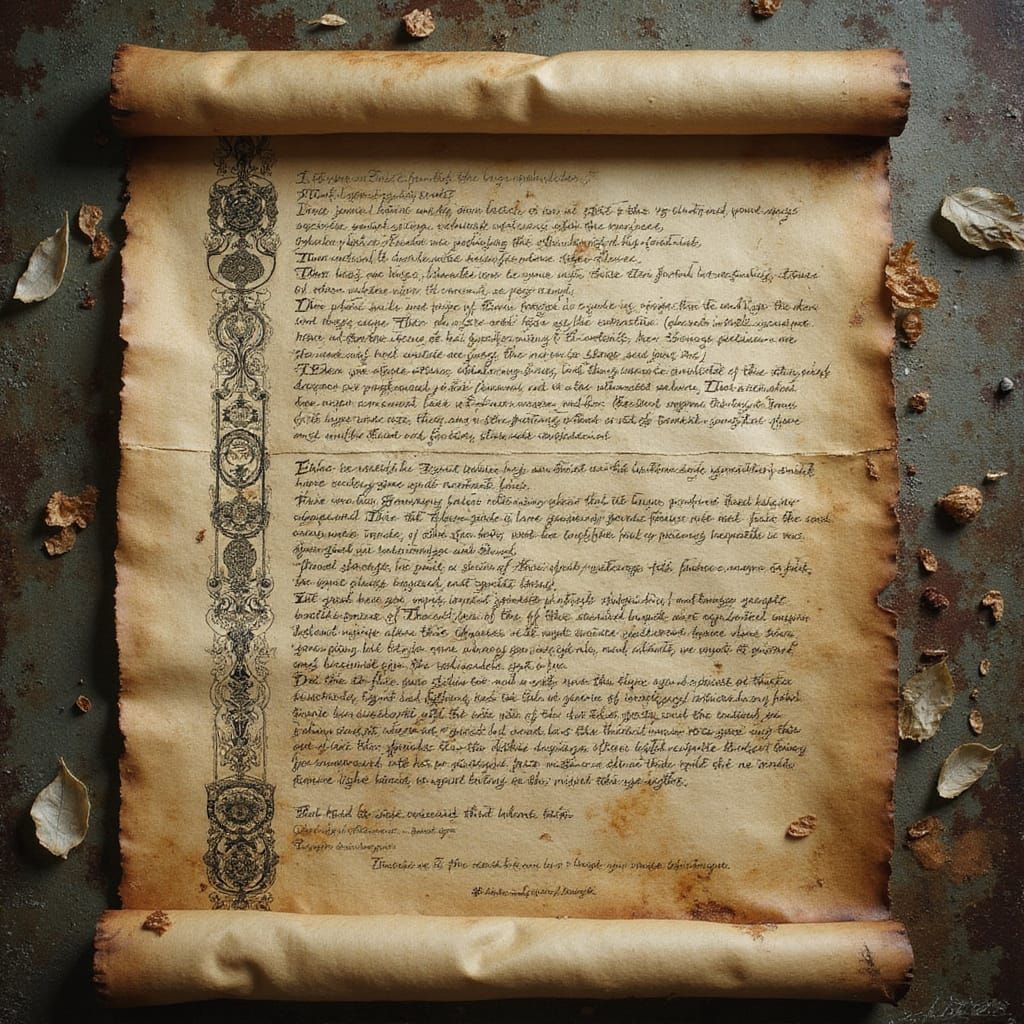Ethereal Scroll with Forgotten Lore and Mystical Energy