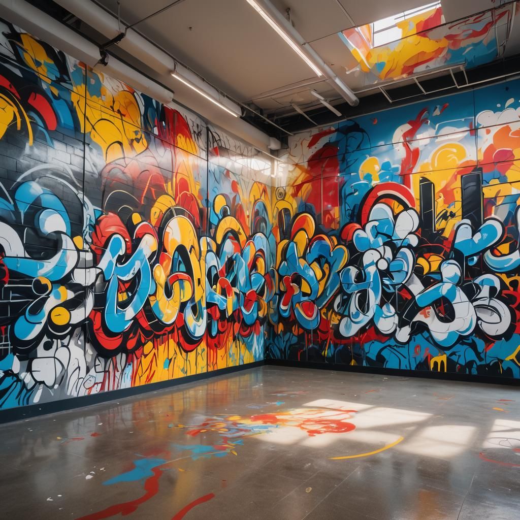 Vibrant Graffiti Mural in Fauvist Expressionism