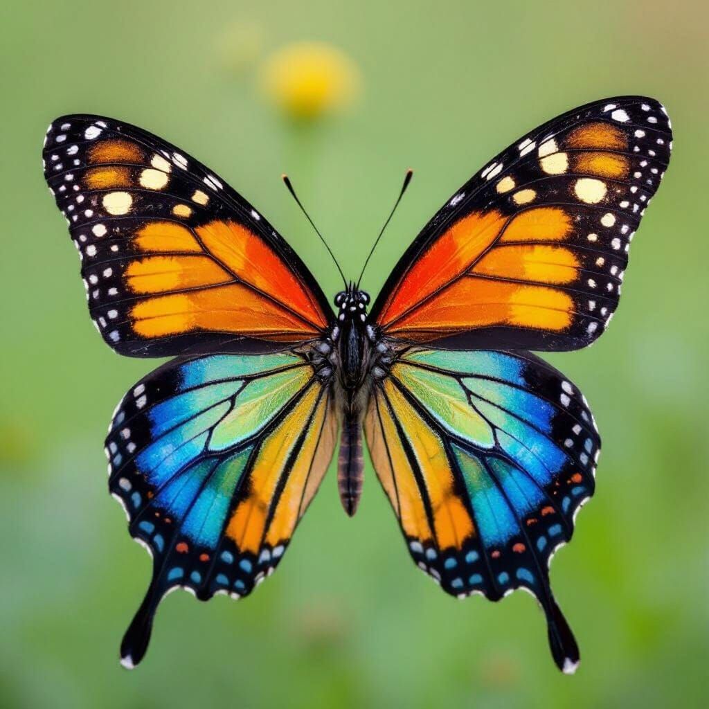 Vibrant Multicolored Butterfly in Detailed Macro View