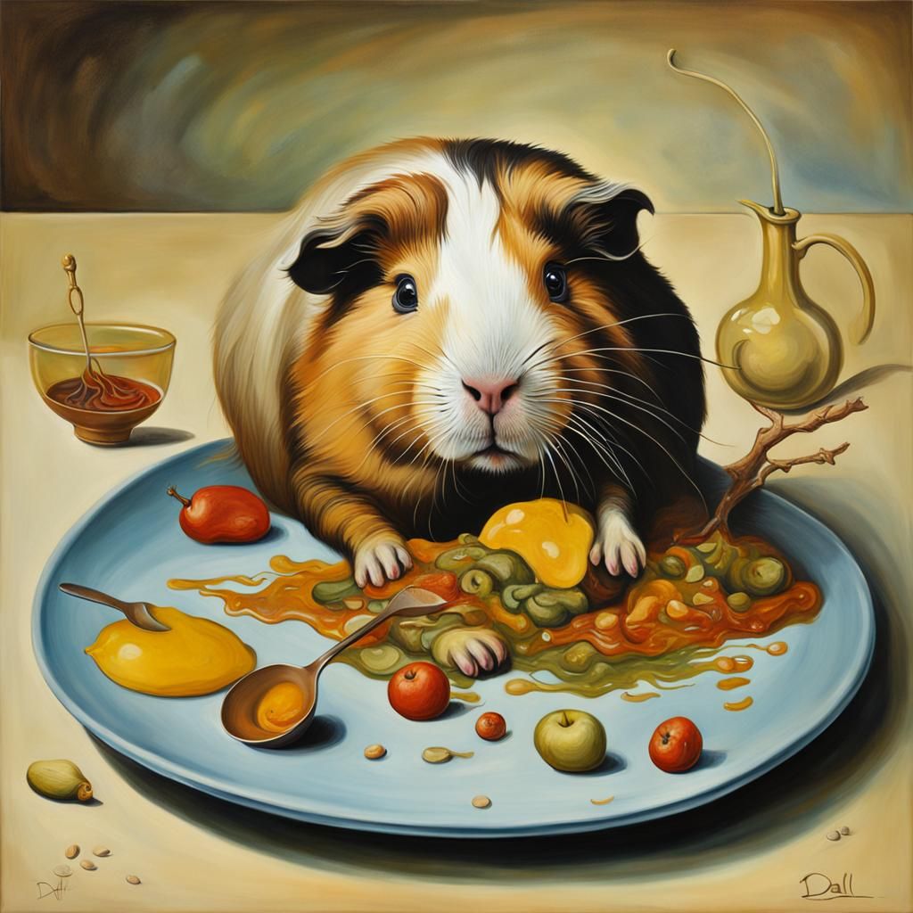 Surreal Guinea Pig Feast: A Dali-esque Vision