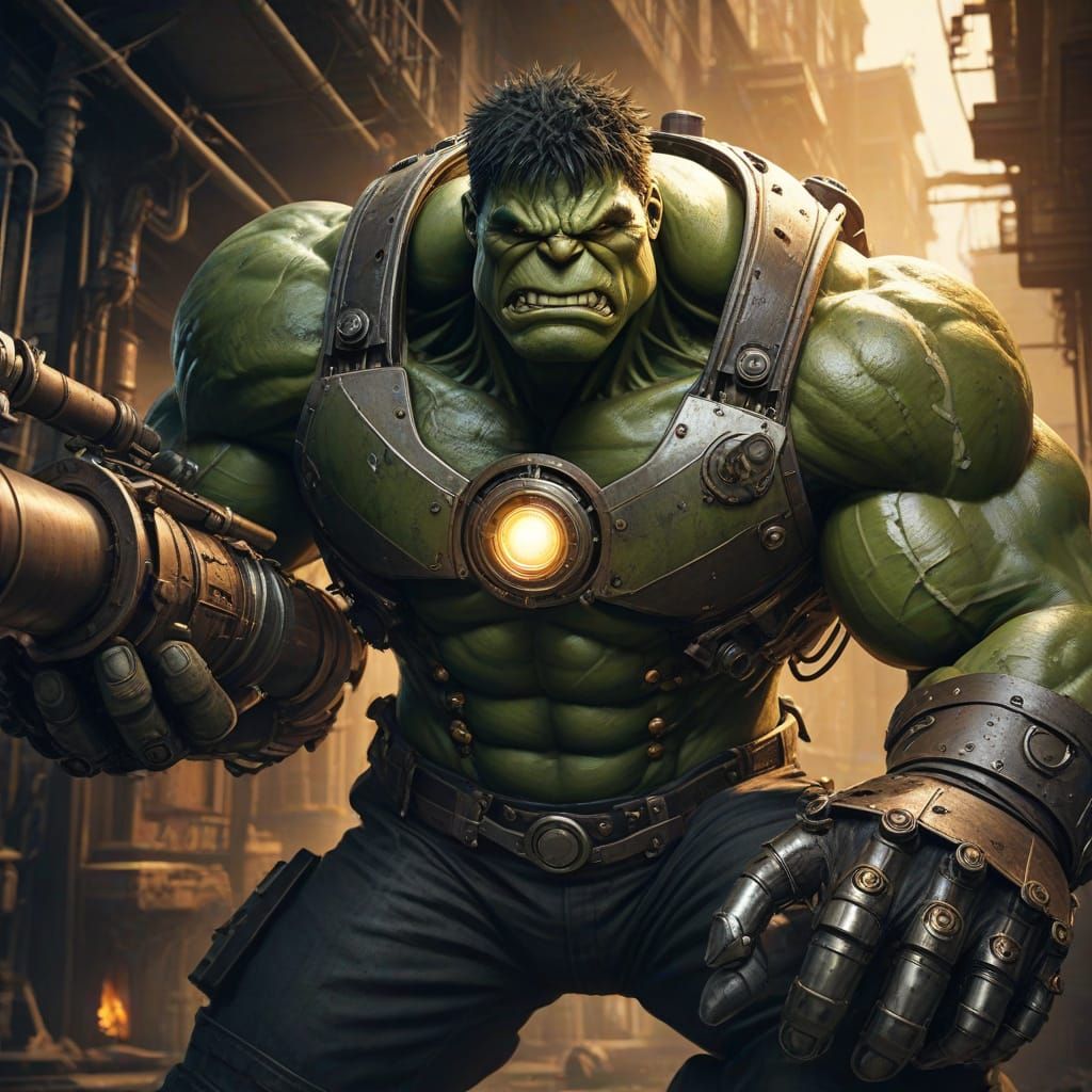 Steam-Powered Hulk in Victorian Alleyway