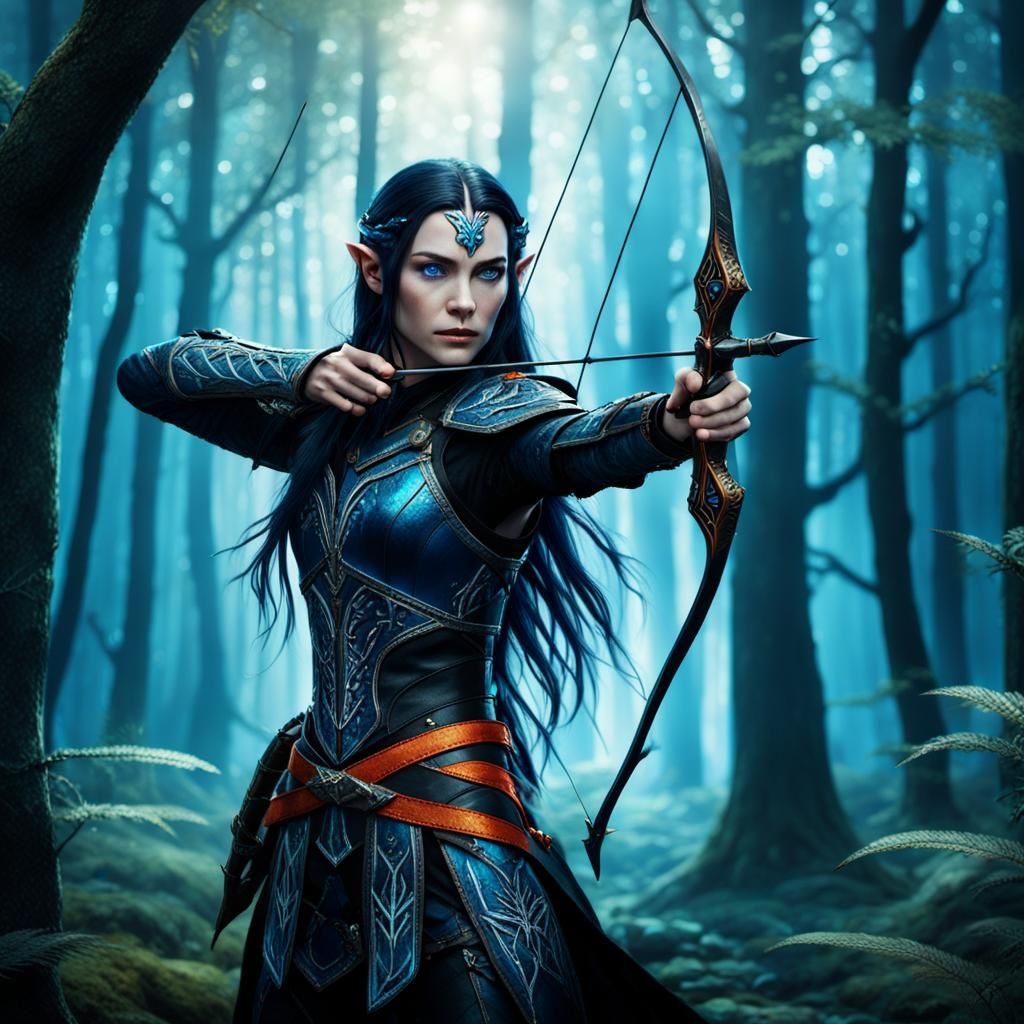 Elven Warrior in Mystical Forest Concept Art