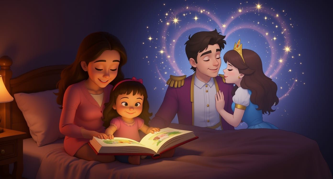 Mother and Daughter Reading a Fairytale, Pixar Style